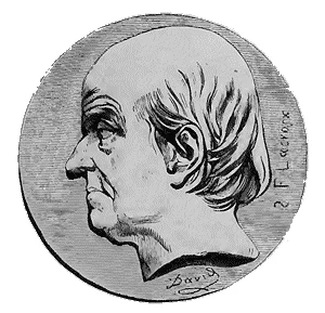 Engraved medallion profile portrait of Sylvestre François Lacroix, signed by David